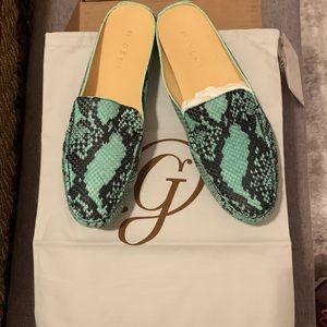 M. Gemi-Feliz mule-snake printed leather-mint green—size 39